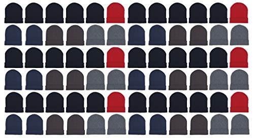 Wholesale Winter Gloves Beanies, Warm Thick Thermal Bulk Case Pack Unisex Men Women - color: Beanies - Assorted Solids