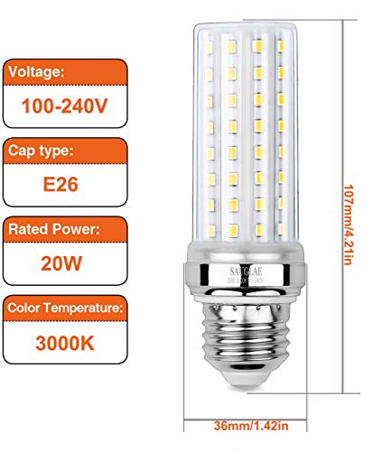 20W LED Corn Bulbs, 150W Incandescent Bulbs Equivalent, 3000K Warm White, Non-Dimmable, 2000Lm, E26 Edison Screw Light Bulbs, 3-Pack - color: Warm White E26