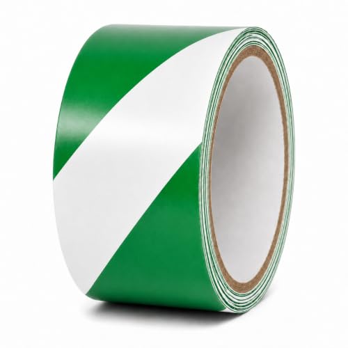 GGR Supplies Green & White Hazard Stripe Tape, 2 inches x 18 Yards - color: Green & White, size: 2 in. x 18 yds. (48mm)