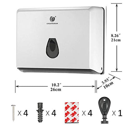 CHUANGDIAN Multifold Paper Towel Dispenser Wall-Mounted Bathroom Tissue Dispenser for Business Commercial Use (White) - color: White