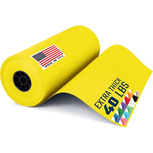 USA Made 18" x 8640" (720 ft) Yellow Kraft Paper Roll, Large Size - color: Yellow, size: 1 Roll