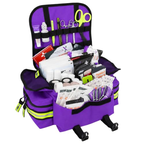 Lightning X Small Medic First Responder EMT Trauma Bag Stocked First Aid Trauma Fill Kit A (Purple) - color: Purple