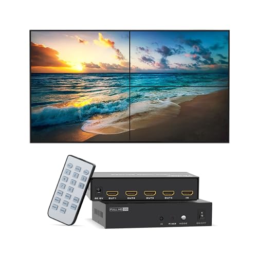 4K Video Wall Controller 2x2, 4K@30Hz HDMI Video Wall Processor for 4 TV Splicing Display Supports 1x1, 1x2, 1x3, 1x4, 2x1, 2x2, 3x1, 4x1-1 Input & 4 Output - size: 1 in 4 out - 2x2
