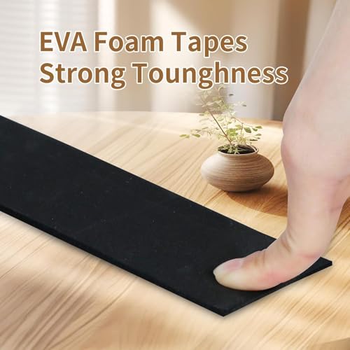 ZOMPAGO Single Sided Foam Weather Stripping Tape Black,2 Roll 1.18in X16FT - color: Black, size: 2 Rolls1.18in X16.4FT