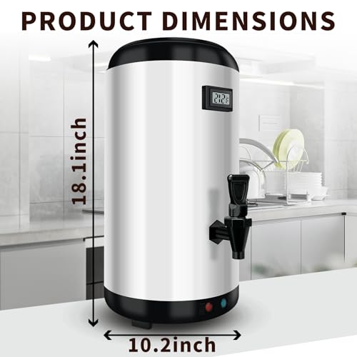 Insulated Beverage Dispenser-WITH HEATING,75 Cup Hot Drink Beverage for Catering-Stainless Steel Hot Beverage Dispenser 12 L/3.2 Gallon Hot Coffee Dispenser with Spigot for tea, Water,(silver)