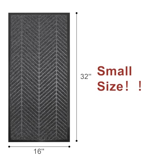 Front Door Mat Indoor Outdoor Entrance, 16"x32" Heavy Duty Doormat Entryway - color: Dark Grey, size: 1'4" x 2'8" (Rectangular)