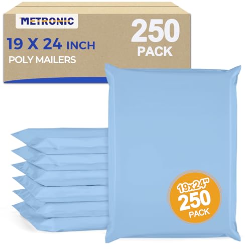 Metronic Poly Mailers 19x24 250Pc Large Shipping Bags for Business Blue - color: Light Blue, size: 19x24 250PC