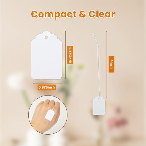 1000 Pcs White Price Tags with String for Labeling, 1.375x0.875 Inches - color: White, size: 1.375x0.875