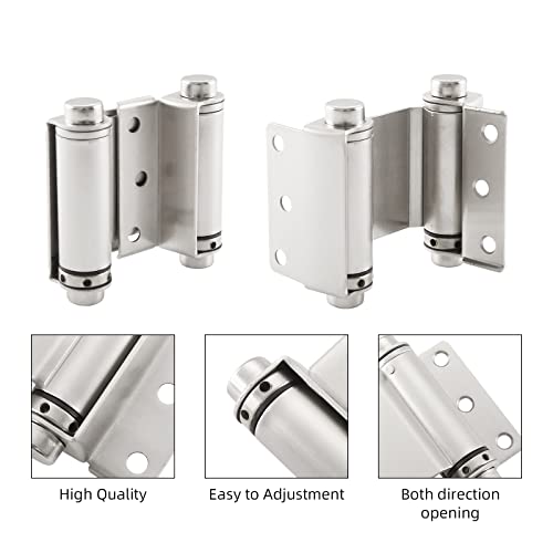 3" Double Action Spring Hinge, Self Closing Saloon Door Hinges, 2 Pack - color: Satin Nickel