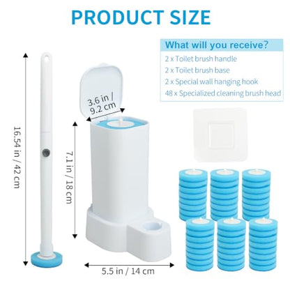 IwIeIaIrI Disposable Toilet Brush and Holder Set with 48 Refills, Square - color: Square Tube