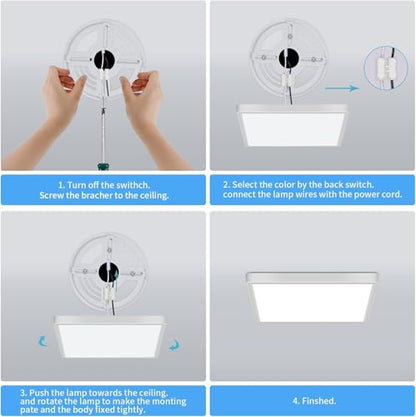DELIPOP 2 Pack Flush Mount Ceiling Light, 12 Inch 24W Ultra Thin Square LED Ceiling Light, 6500K Cool White Low Profile Light Fixture for Living Room Bedroom Bathroom Kitchen Dining Room Corridor - size: 12in-6500K-2Pack