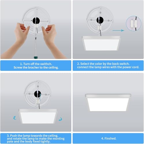 DELIPOP 6 Pack Flush Mount Ceiling Light, 12 Inch 24W Ultra Thin Square LED Ceiling Light, 6500K Cool White Low Profile Light Fixture for Living Room Bedroom Bathroom Kitchen Dining Room Corridor - size: 12in-6500K-6Pack