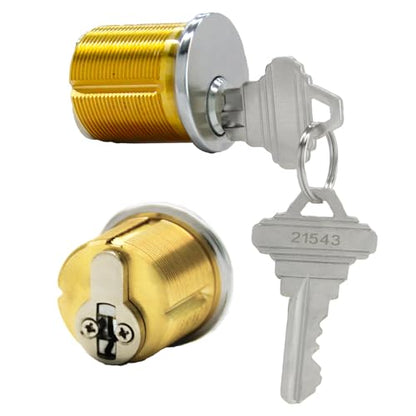 2Pcs Brass Mortise Cylinder Locks with 2 SC1 Keyway Keys - size: 1-1/8 inch Door Cylinder Locks