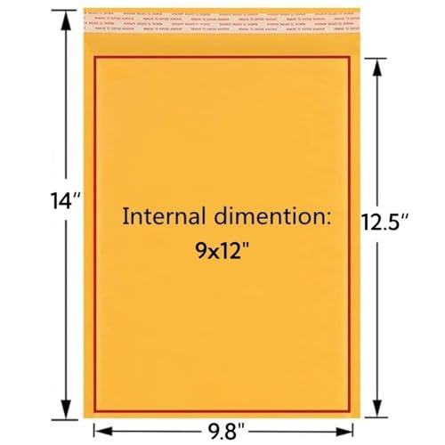 9x12" Kraft Bubble Mailers,10 Pack Padded Envelopes, 9x12 Inch Waterproof Tear Resistant Bubble Wrap Envelopes Self Sealing Shipping Bags for Makeup Business Packaging Supplies (Yellow, 9 * 12 Inch) - color: Yellow, size: 9*12 Inch