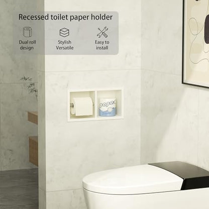 Neodrain White Recessed Toilet Paper Holder,for Standard/Mega Roll - color: White