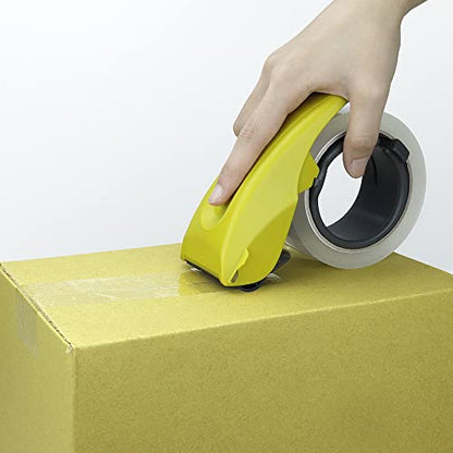 ABEL Duet 2-IN-1 Packing Tape Dispenser & Splitter, Yellow, 2 Inch Wide Ergonomic Tape Gun, Built-in Safety Tape Splitter, Shipping Moving Mailing Box Sealing Carton Packaging, Lightweight Tape Cutter - color: Yellow
