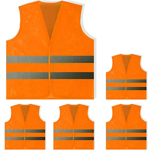 PeerBasics Safety Vests 5 Pack - Orange Reflective High Visibility, Men Women - color: Orange, size: 5