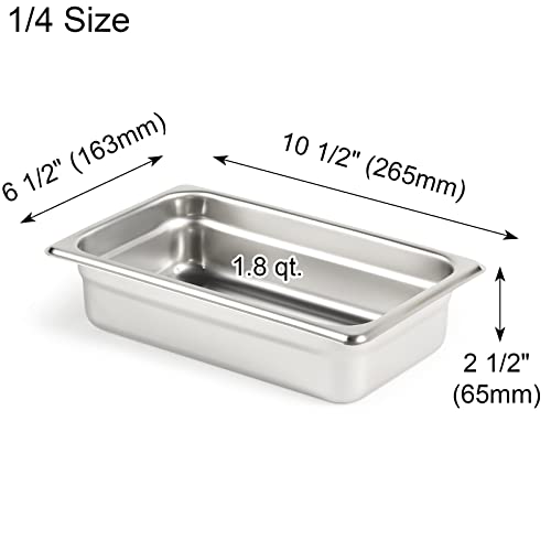 CURTA 6 Pack Anti-Jam Hotel Pans, 1/4 Size 2 1/2 Inch Deep, NSF Commercial 18/8 Stainless Steel Chafing Steam Table Pan, Catering Storage Metal Food Pan - color: 1/4 Size, size: 2-1/2" Deep