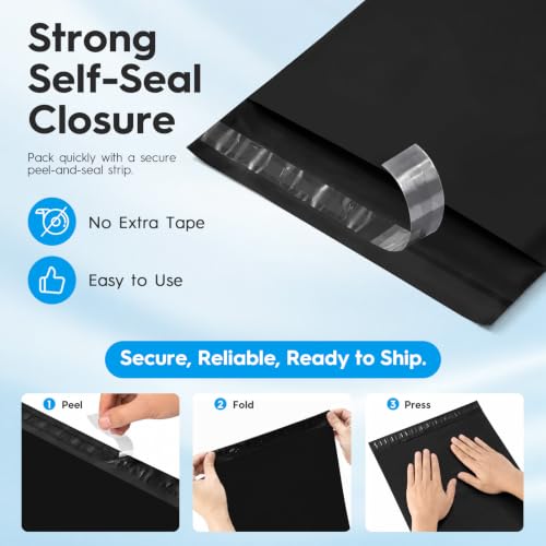 Fuxury Poly Mailers 10x13" 200 Pcs,Durble Shipping Bags For Clothing,Black - color: Black, size: 10x13" 200pcs