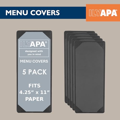 Ilyapa Vinyl Leather Menu Holder, 4.25x11 Inch - 5 Pack, Table Top Display - size: 4.25 x 11