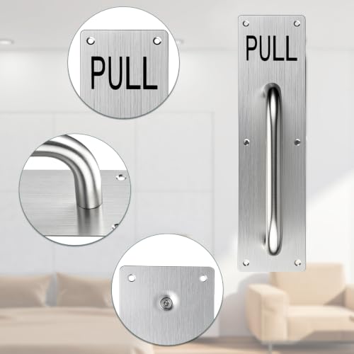 Sumnacon 1 Set Stainess Steel Door Handle,Push Pull Plate Handles, Silver - color: Silver