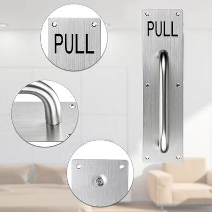 Sumnacon 1 Set Stainess Steel Door Handle,Push Pull Plate Handles, Silver - color: Silver