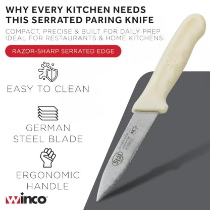 Winco 3 1/2" White Serrated Plastic Paring Knife (Set of 2) - color: White, size: 3.5", style: Serrated