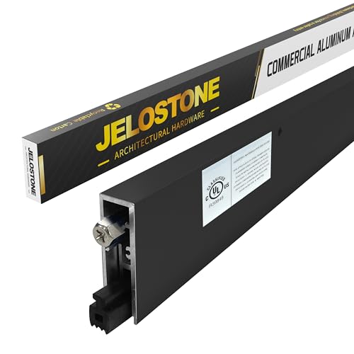 36" Fire Rated Commercial Automatic Door Bottom, Matte Black Anodized Aluminum, 5/8" W x 1-7/8" H, Surface Applied or Semi-Mortise, JS-4131RL - color: Matte Black Anodized, size: 36''