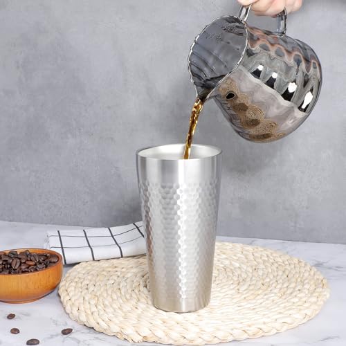 Beasea Stainless Steel Cups 19 oz, 6 Pack Large 18.6oz 550ml Stainless Steel Drinking Cups Water Tumbler Stackable Double Wall Insulated Individual Metal Pint Glasses Tin for Home Party Camping - color: Honeycomb, style: 18.6oz 6pcs