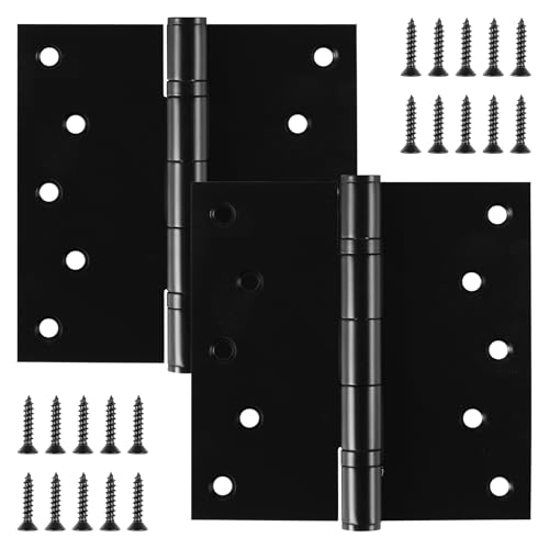 5 Inch Stainless Steel Door Hinges, Heavy Duty Commercial Door Hinges Ball Bearing Hinges for Exterior & Interior Doors, 5" (127mm) x 5" (127mm) Door Hinge with Square Corners, 2 Pack - Black - color: Black, size: 2 Pack
