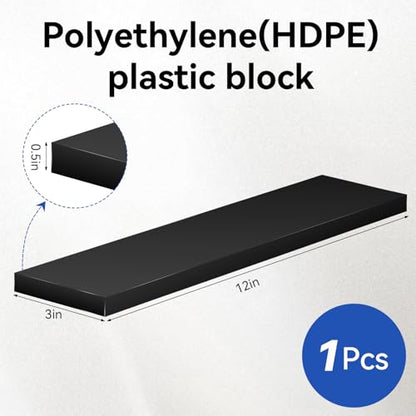 HDPE Plastic Block 1/2in Black Plastic Block 12x3In Perfect for Diverse DIY Crafts Industrial Machining and Home Improvement Projects - color: Black, size: 12x3x0.5In