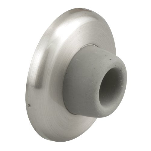 Prime-Line J 4540 Wall Stop – Protects Walls from Door Knob Damage – 2-5/16” Outside Diameter Stainless Steel Cover with 1-1/8” Gray Round Rubber Bumper – Easy To Install (Single Pack)