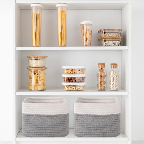 OIAHOMY 3 PACK Cube Storage Bins Storage Baskets Shelf Grey&White - color: Grey&White
