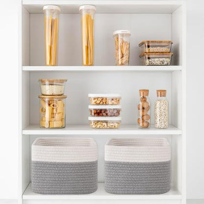 OIAHOMY 3 PACK Cube Storage Bins Storage Baskets Shelf Grey&White - color: Grey&White