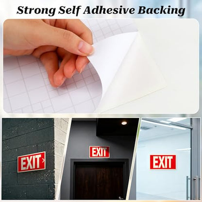 3 Pcs EXIT Signs Stickers Glow In The Dark, Photoluminescent Sign Sticker