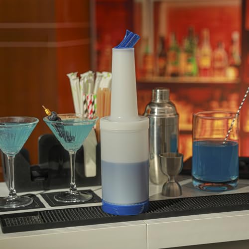 Restaurantware Plastic Storage Container Bottle, Quick Pour, 1 qt - color: Blue, size: 32 Ounces