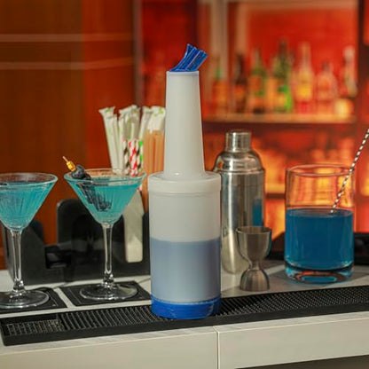 Restaurantware Plastic Storage Container Bottle, Quick Pour, 1 qt - color: Blue, size: 32 Ounces