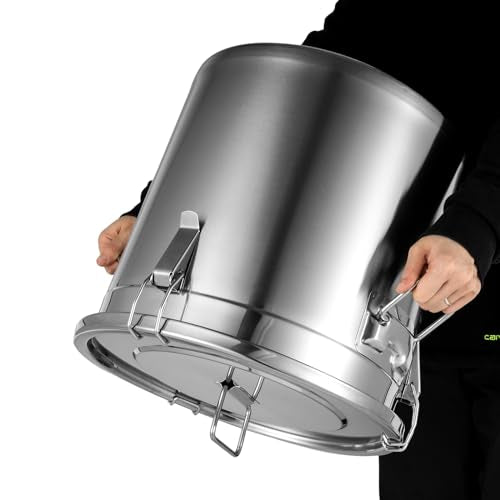 304 Stainless Steel Airtight Canister for Kitchen, 8.7Gal Canisters Container with Lids and Sturdy Locking Clamp,Bucket Food Storage Containers Airtight for Flour Coffee Bean Tea (33L) - size: 33L