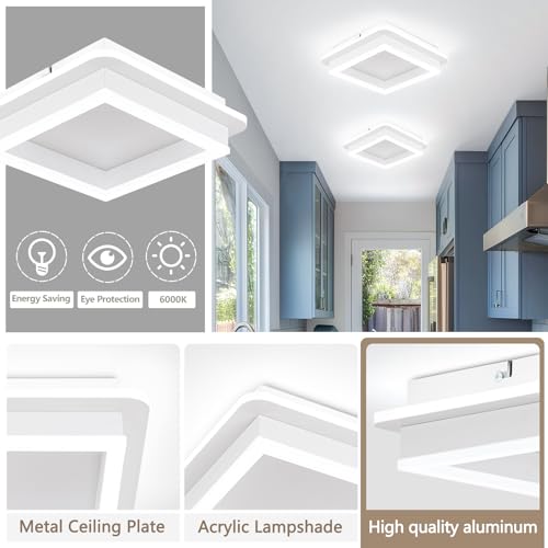 CANEOE 32W Square Hallway Light, Modern Flush Mount Led Ceiling Light,White Acrylic Close to Ceiling Lights for Bedroom Dining Room Kitchen Balcony Bathroom Aisle Ceiling Lamp (Cool White,6000K) - color: White, size: 1 Pack