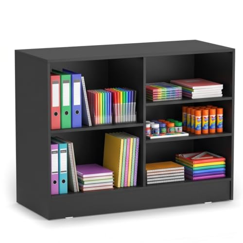 48" W * 20" D * 38" H - Black Wooden Cash Wrap Counter, Commercial Cash Wrap Counter with Adjustable Shelves - color: Black, size: 48"