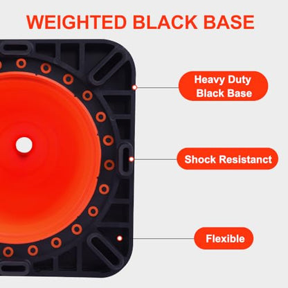 Besea 28 Inch Orange Traffic Cones, Heavy Duty Rubber Base - size: 28"(8 Cones)