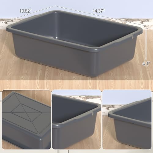 8 L Small Commercial Bus Tub, Plastic Wash Pan Basin, 5 Packs - size: 8 L without Lid