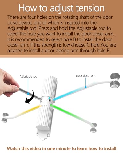 2 Pack White Adjustable Door Closers, to Convert Hinged Doors to Self Closing Doors.Up to 140LB can be Pushed - color: 2 Pack white