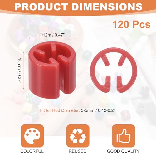 uxcell 120Pcs Clothes Hanger Size Markers Fit 3-5mm Rod Red - color: Red