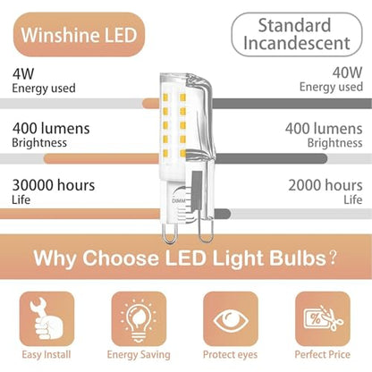 12 Pack Dimmable G9 LED Light Bulb 40W Equivalent 4000K Natural White - size: 12 Count (Pack of 1)