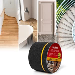 Non Slip Tape 4Inch x 30FT Waterproof Anti Slip Traction Tape, Best Grip Anti Slip Tape with Reflective Stripe for Slippery Stairs Surfaces - color: Yellow Reflective Stripe