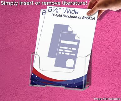 Brochure Holder for 6.5" Bifolds Space Saving Clear Acrylic Wall Mount or Countertop Display for Retail Stores Offices and Libraries Hanging Hardware Included by Marketing Holders