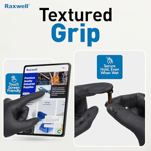 Raxwell Disposable Nitrile Gloves, Food Grade, Latex & Powder Free, Black - size: Large, style: 1000 Count
