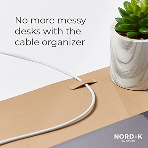 Nordik Leather Desk Mat -Champagne Beige- Large Leather Desk Pad 35x17 in - color: Champagne Beige