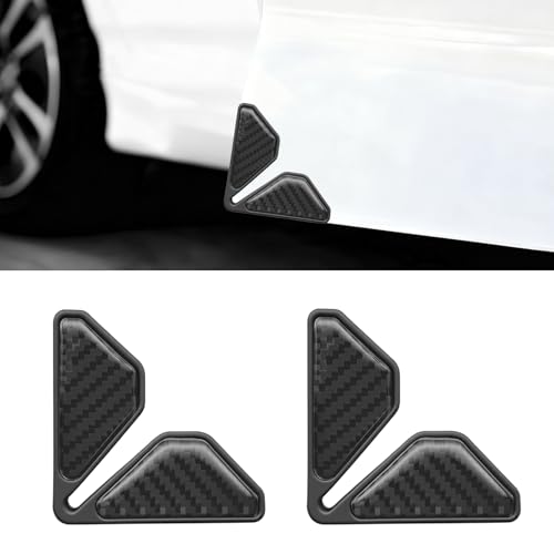 2PCS Car Door Corner Guards, Car Door Edge Guards, Carbon Fiber Anti-Collision Vehicle Corner Protector, Auto Accessories Self-Adhesive Edge Protection Cover for Most Vehicles (Black) - color: Black